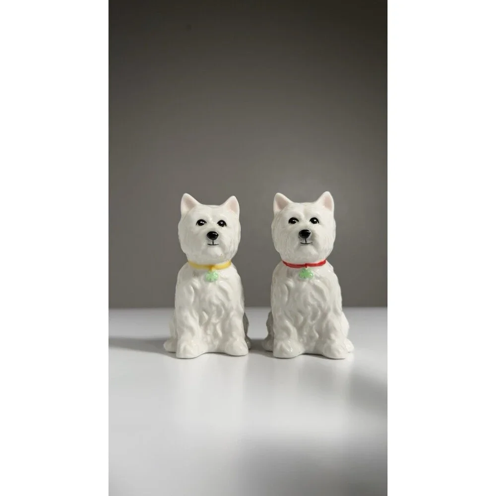 White Western Terrier Westie Salt Pepper Shaker Set
